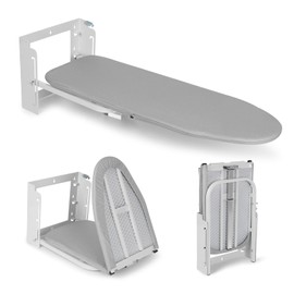 Wall Mounted Ironing Board Adjustable Height, 36 x 12 Inch Fold Away Iron Board Wall Mount Space-Saving Ironing Board with Removable Heat Resistant Cover for Small Spaces Home Laundry Room