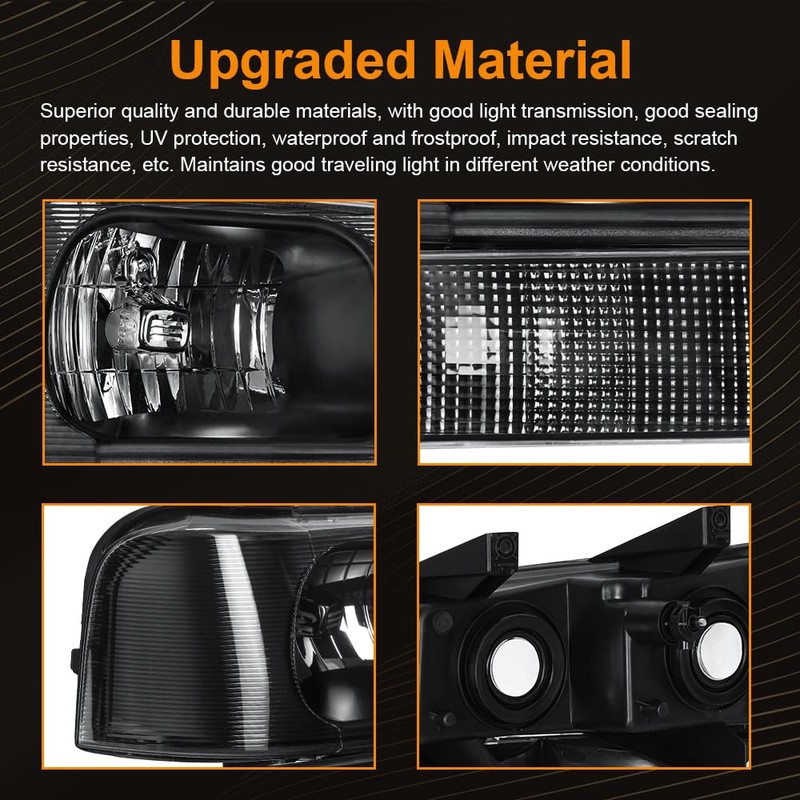 DimFlux Headlight Assembly Compatible with 2003-2014 Chevy Express/SAVANA 1500, Fit