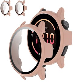 Rc-Z Screen Protector Case for Garmin vivoactive 6 Smartwatch, [2-Pack] Hard PC Bumper & Tempered Glass Full Face Cover Replacement Accessories for Active 6, Pink
