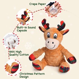 FWLWTWSS Squeaky Dog Toys, Reindeer Christmas Dog Toys, Dog Soft Toy for Small Middle Large Dogs, Interactive Dog Toys, Puppy Toys, Toys for Dog