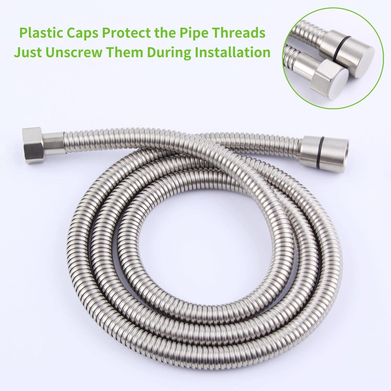 Angle Simple Brushed Nickel Shower Hose 59", Stainless Steel Replacement