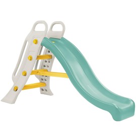 DOLU: Big Water Slide - Green & White - Hose Attaching, 3 Step Handrail Ladder, Wet-Dry, in-Outdoor, Plastic Playground Equipment Toy, Kid-Toddler 2+