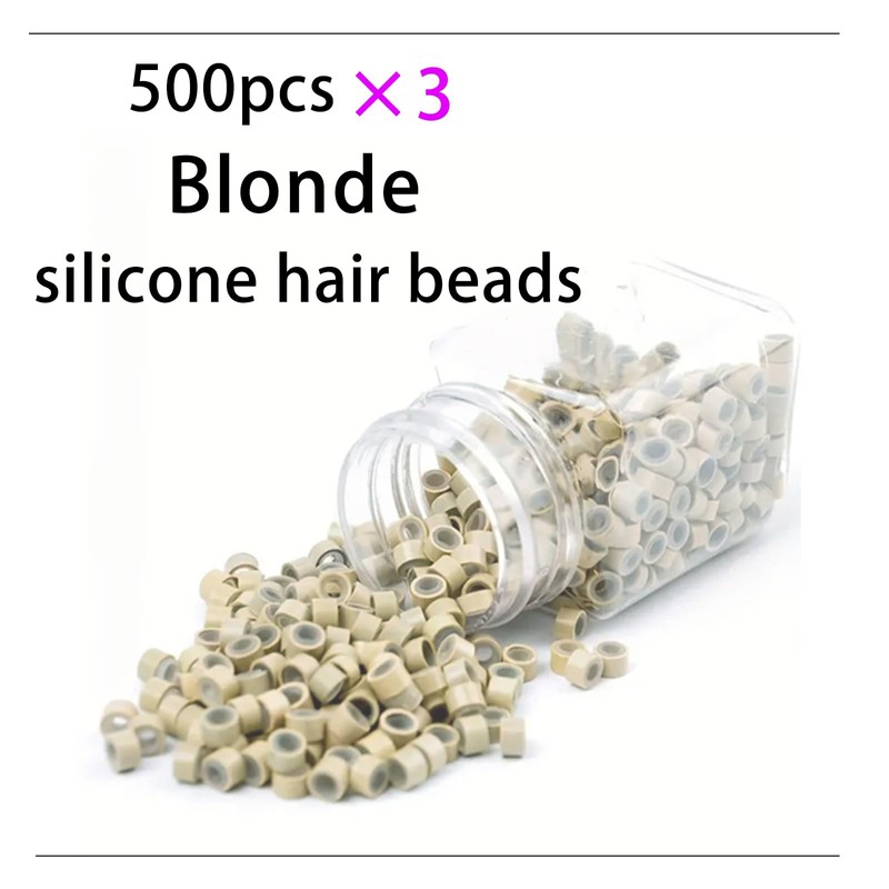 1500Pcs Silicone Beads for Hair Extensions, 4mm Silicone Lined Beads