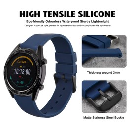 WOCCI Correas de reloj – Correas de repuesto de goma de silicona premium con hebilla negra (18 mm, 20 mm, 22 mm, 24 mm), Azul oscuro, 24mm, Deportivo