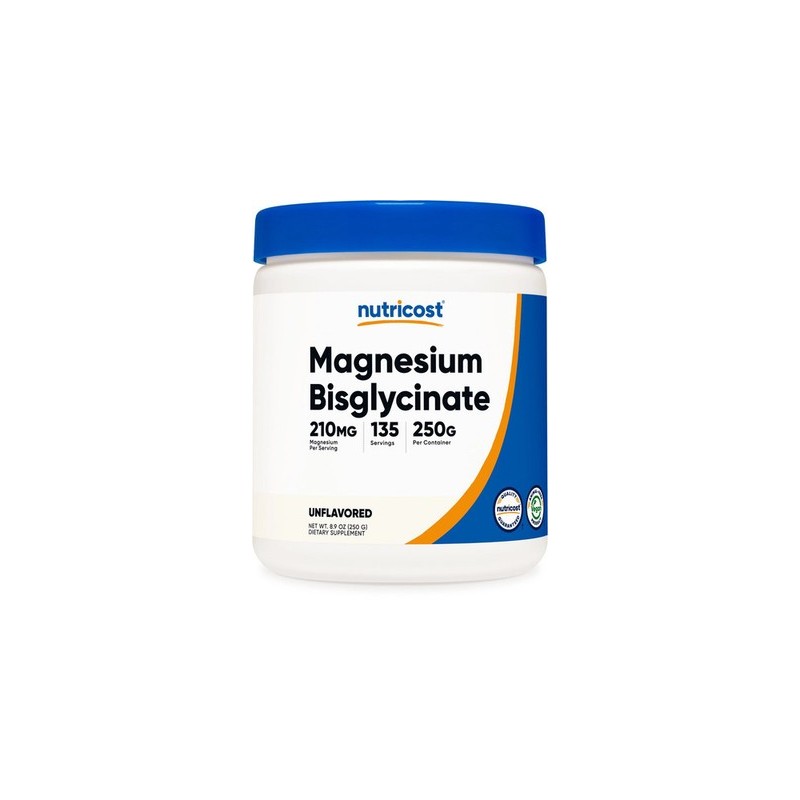 Bisglicinato de magnesio Nutricost en polvo (250 gramos) sin sabor