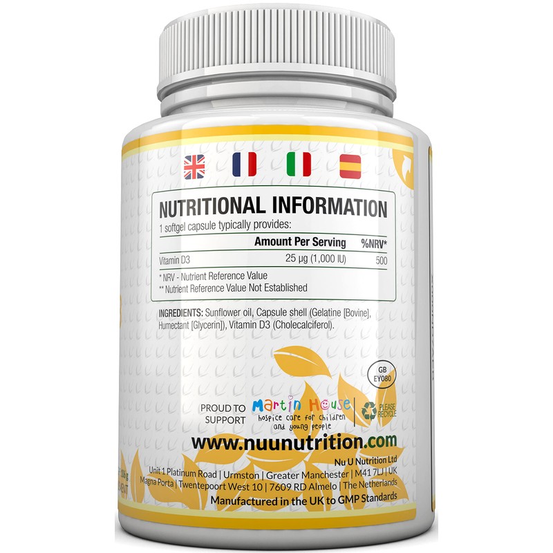 Vitamin D3 365 Softgels (Full Year Supply) | 1000IU Vitamin