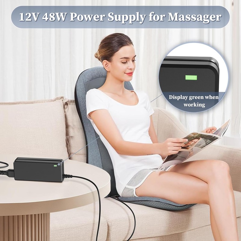 12V Power Cord Compatible for snailax,for Comfier Back/Foot Massager(CF-2206N,CF-2309A,CF-2307A,CF-5212,CF-5701,CF-6006N) 12v