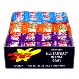 Zotz Fizzy Old Fashioned Hard Candy Assorted Fruit Flavored, Blue Raspberry Grape, Individually Wrapped -Filled With A Fizzy Center, From Italy Since 1970 (48 Strings, Total 192 Units)