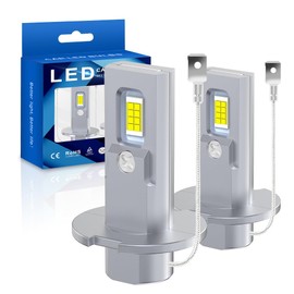 Sidaqi H3 LED Headlight Bulb, 6000K White 1:1 Mini Size 80W 18000LM H3 LED Headlight Hi/Lo Beam Conversion Kit LED H3 for Halogen Replacment,No Adapter Required Plug &Play