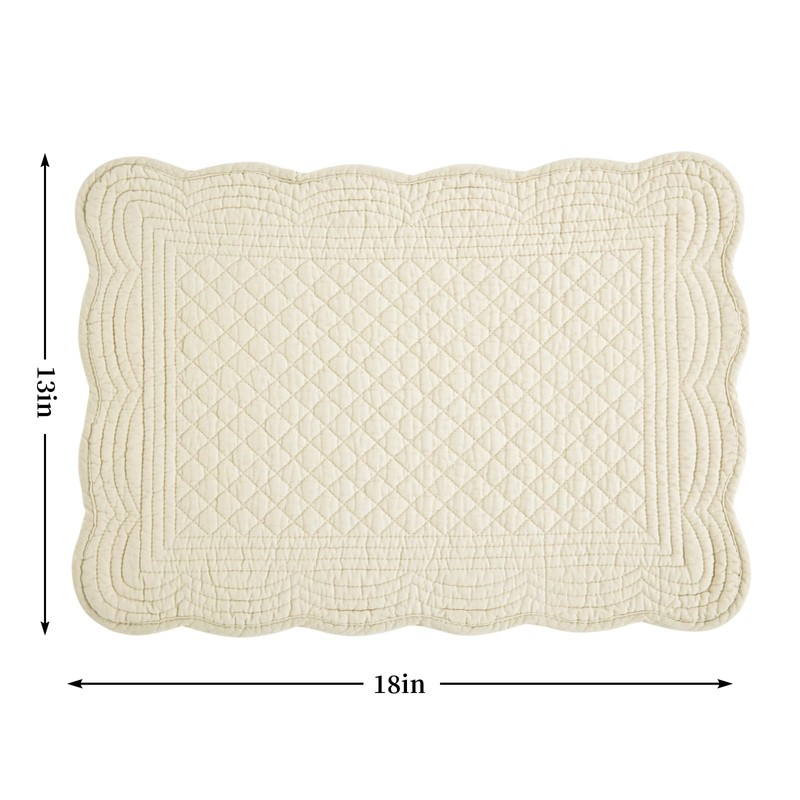 HOMBYS Quilted Placemats Set of 6 Washable-13x18 inches Rectangular Placemats