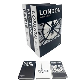 3 Chic Faux Books: Elegant Decorative Coffee Table Books for Office Décor, Black and White Fake Books for Decoration, Room Decor Aesthetic, Libros Decorativos para Mesa de Centro, London and Pairs