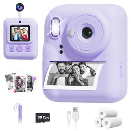 Nevanah Instant Print Camera for Kids, Dual-Lens 1080P Kids Digital Camera Toy Christmas Birthday Gifts for 3 4 5 6 7 8 9 10 Year old Girls & Boys Purple