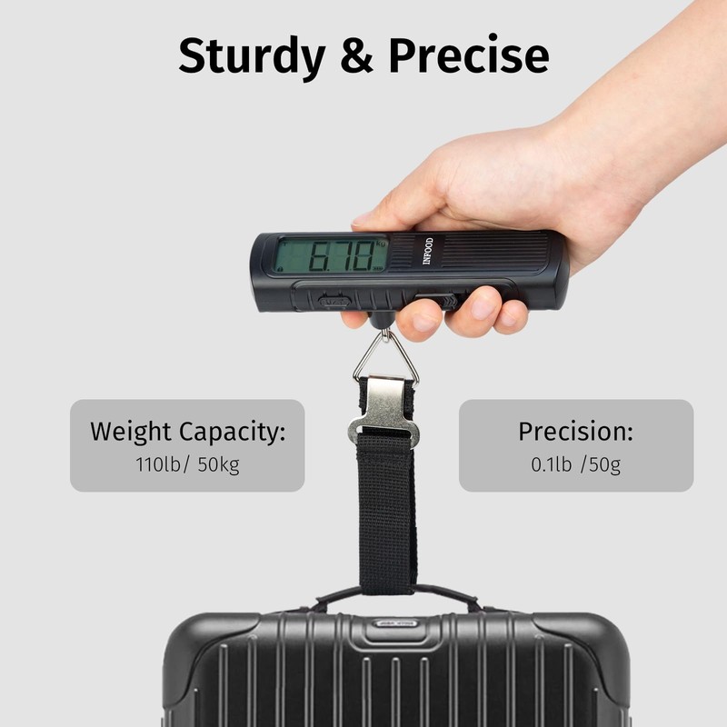 INFOOD Battery-Free Digital Luggage Scale, Suitcase Scale for Travel, Portable