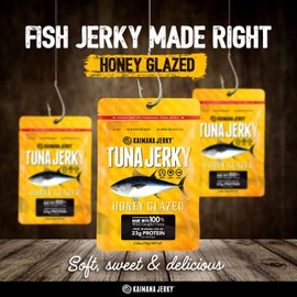 Kaimana Wild-Caught Ahi Tuna Jerky - Honey Glazed | Rich in Omega-3s & High in Protein | All-Natural & Organic Fish Jerky (3 pack, 2 oz)