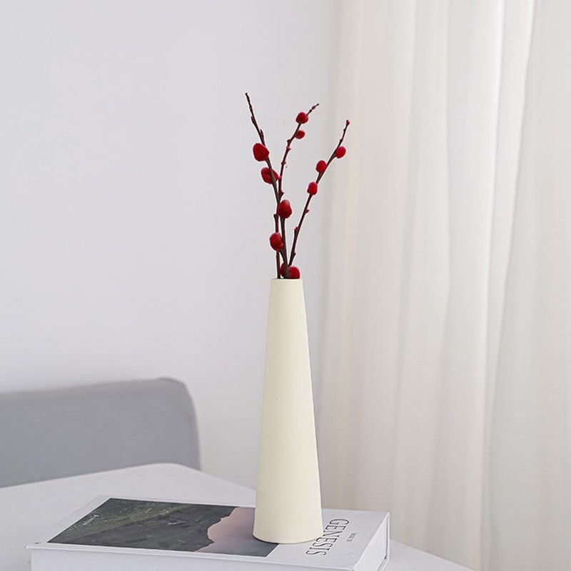 8 Inches Beige Ceramic Vase Single Stem Vase Small Bud