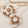 2 Pack Flower Curtain Tiebacks, Linen Cotton Curtain Holdbacks(White&Khaki)