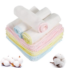 24 Pcs Muslin Face Cloths, 12x12 Inch Cotton Face Cloths Muslin Squares Reusable Facial Towels Cleansing Remover Cloths for Makeup Removal Facial Cleaning