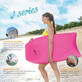 ATUNAS Body Boards, 33"-43" Bodyboard for Beach with Wrist Leash, Solid PE/EVA Closed-Cell Waterproof Foam, Surfing for Kids and Adults (Ocean Blue, 37 inch)