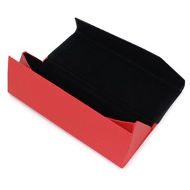 HFU-84BLRE Pearl Glasses Case, Folding, Plain, Black, Red, Black/Red
