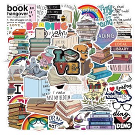 Sticker Junkies Reading Stickers 50 Pcs Waterproof Aesthetic Cute Stickers for Laptop Water Bottles Skateboard Computer Phone Luggage Classroom Teens Girls Kids Books Inspirational Reward Stickers