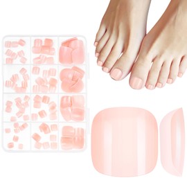 MELLIEX 120 Stück Künstliche Fussnägel, 12 Größen Nude Fußnägel zum Aufkleben, Acryl Vollständige Abdeckung Künstliche Zehennägel Toe Nail Tips mit Box für Frauen Mädchen