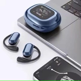 Four Oaks Outlet KdhSmart Bluetooth v5.4 True Wireless Open Ear Stereo OWS Noise Cancelling Headset encased with LCD Full Color Intelligent Touch Screen case