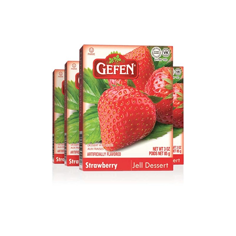 Gefen Strawberry Flavored Jello 3oz (4 Pack) | Fish Free