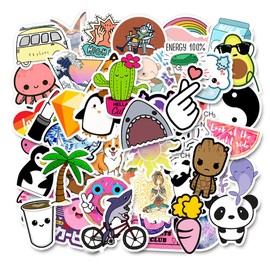 Stickers for Water Bottle, 51 PCS Cute Aesthetic Trendy Vinyl Waterproof Sticker Pack for Laptop Suitcase Car Notebook Phone Guitar Skateboard Girls Kids Teens