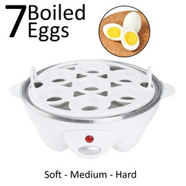 Brentwood TS-1045W Electric 7 Egg Cooker with Auto Shut Off, White