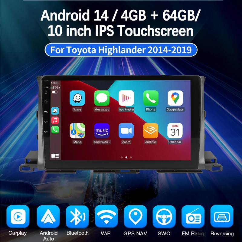 ESSGOO 4+64GB For Toyota Highlander 2014-2019 Car Stereo Android 14