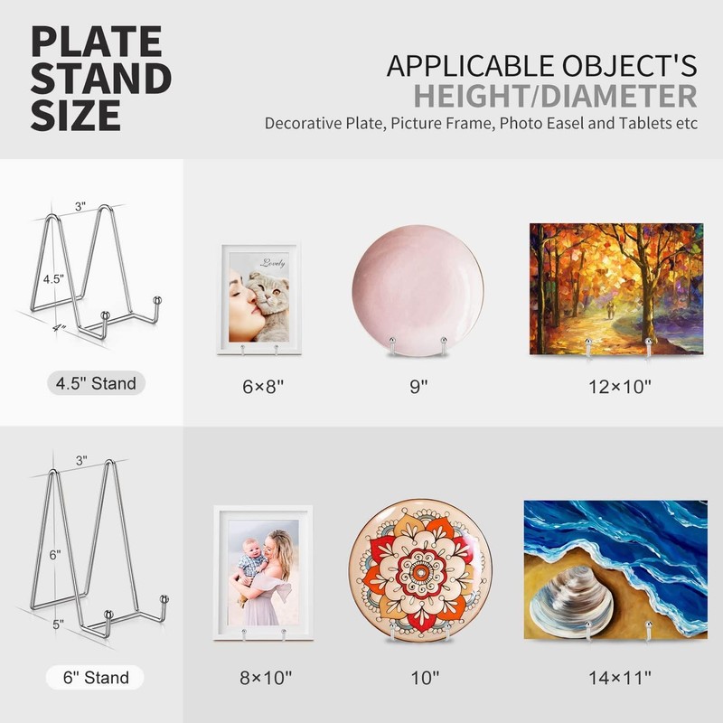 3 Pack Plate Stands for Display,4.5 Inch Picture Stand Black