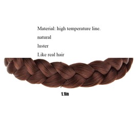 TOECWEGR 3 Strands Synthetic Hair braided Headband Classic Chunky Plaited Elastic Stretch Hairpiece braid headband - Lady makeup headwear (Color 18T)