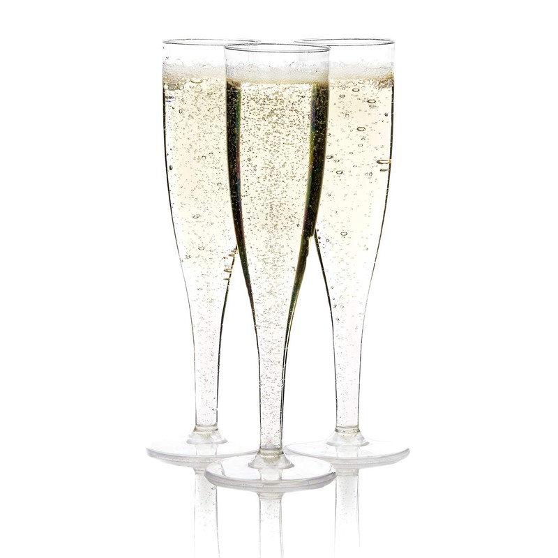 Party Essentials One Piece 5 oz. Plastic Champagne Flutes, Clear
