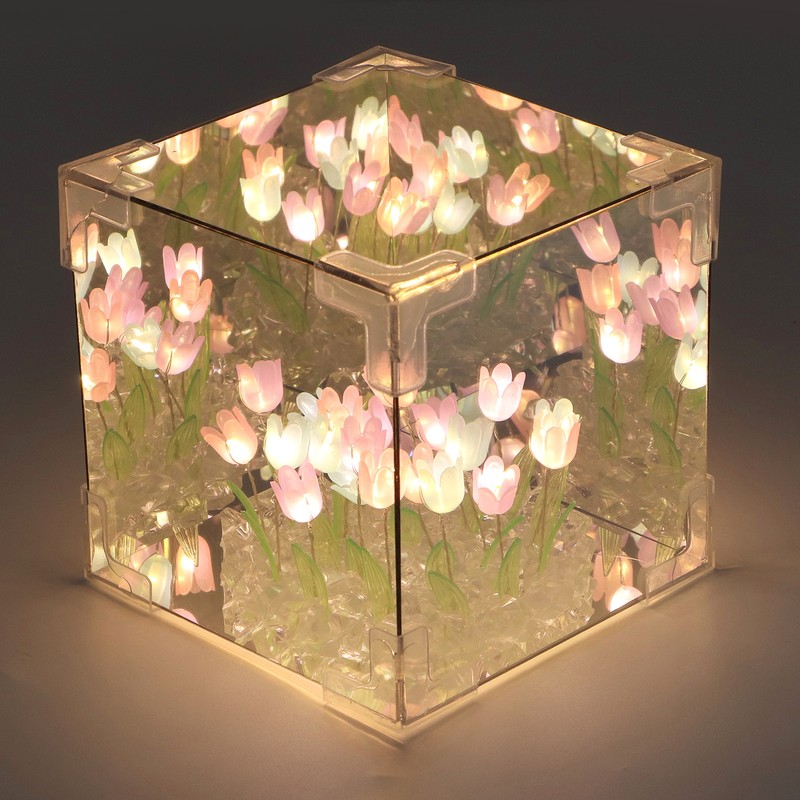 2 in 1 Tulip Cube Mirror Lamp LED Decorative Night