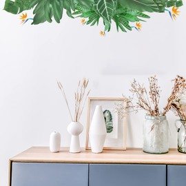 AnFigure Green Leaf Wall Decals Palm Tree Leaves Plants Wall Stickers Bedroom Living Room Wall Decal TV Wall Door Banana Turtle Nature Tropical Botanical Wall Sticker Home Wall Decor (W: 59 Inches)