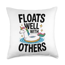 Floats Well With Others Fun Pool Float Summer Men Women Kids Throw Pillow