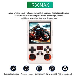 NOUKAJU Case for R36Max, Game Console Case with Lanyard,Anti-Drop, Anti-Scratch,Shockproof,Silicone Protective Cover for R36Max Handheld Game Console(White)