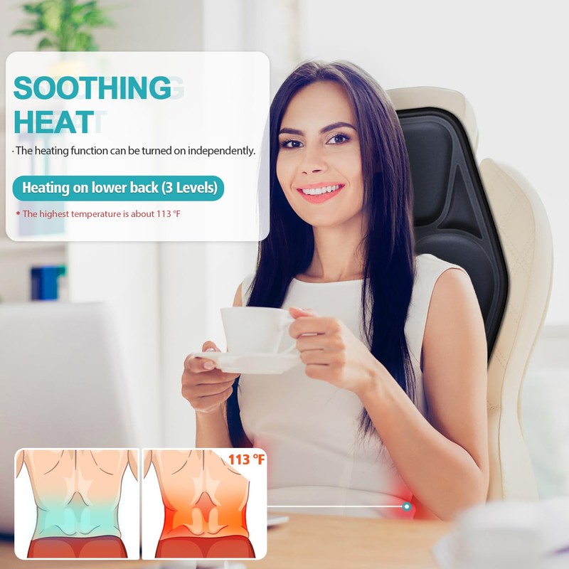 AIVEISI Massage Seat Cushion Pad with Heat 9 Massage Style