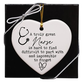 Nurse Gifts - A Truly Great Nurse, Nurse Appreciation Gifts for Women, Thank You Ornament Gifts for Nurse, Ornament Keepsake, Ceramic Porcelain, Sign, Heart Plaque