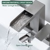 HAMOLER 4 Inch Centerset Waterfall Bathroom Faucet 3 Hole Lavatory