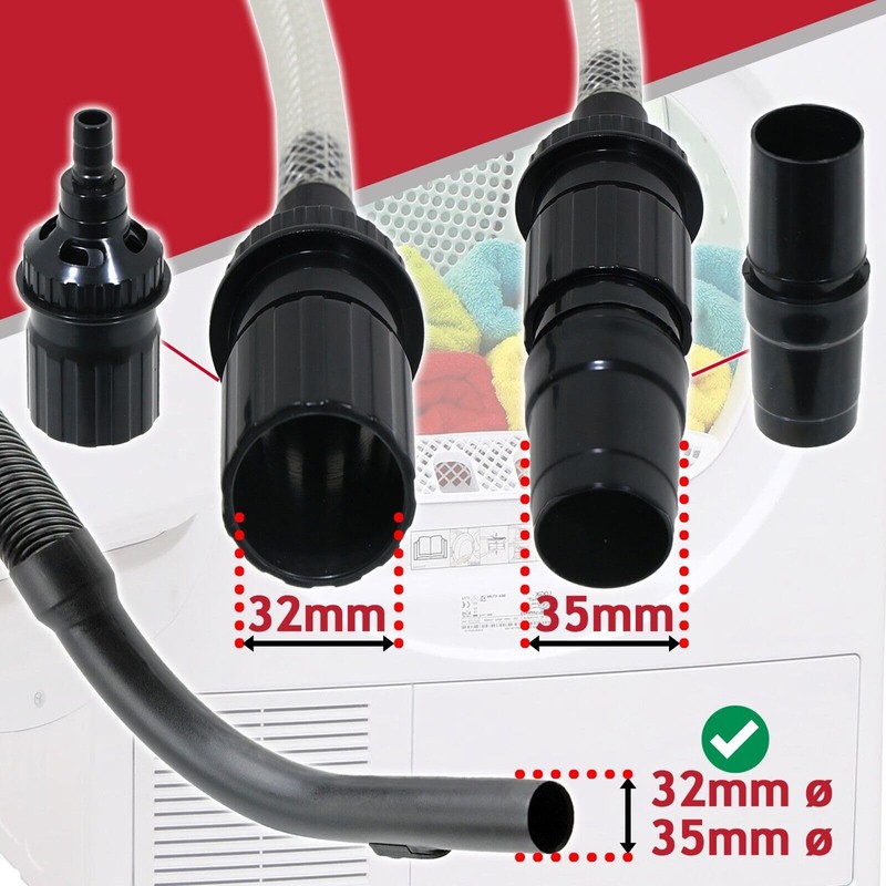 SPARES2GO Universal Tumble Dryer Lint Removal Kit Vacuum Hose Dusting