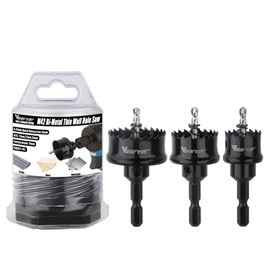 Vearter M42 Bimetal Hole Saw Set of 3 21/27/33mm Thin Wall Woodworking Drill Hex Shaft Hole Saw with Arbor Bimetal Hole Saw for Metal, Wood, Sheet Metal, Copper, Plaster, PVC, Steel Plate, Drywall