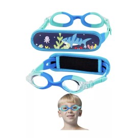 Vvinca Kids Goggles for Swimming with Pain-Free Fabric Strap Cover, No Hair Pull