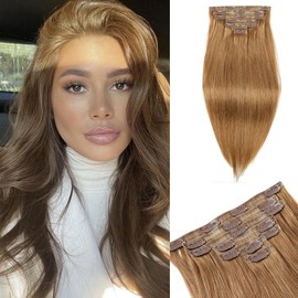 ELIHAIR Seamless Clip In Hair Extensions for Women Human Hair Invisible Natural Hair 160g 7pcs/pack 20inch Straight #10 Color