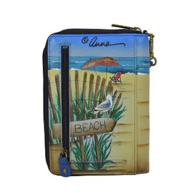 Anna by Anuschka Women's Passport Organizer Wristlet Leather Hand Painted Exterior-Beach Day, One_Size
