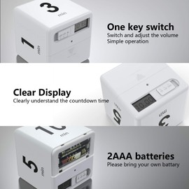 Cube Timer,Pretmess Gravity Flip Kitchen Timer for Time Management and Countdown Settings 1-3-5-10 Minutes