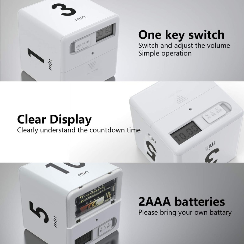 Cube Timer,Pretmess Gravity Flip Kitchen Timer for Time Management and