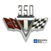 Classic Headquarters Chevy 350 V-Flag Fender Emblem Set W/Free American Flag Window Decal