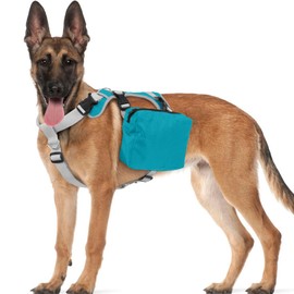 OUOBOB Dog Backpack for Medium Large Dogs, Tactical Dog Backpack Harness, Dogs Backpack Carrier Vest with Side Pockets for Hiking, Camping, Travel, Collie, Beagles (Blue, Medium)