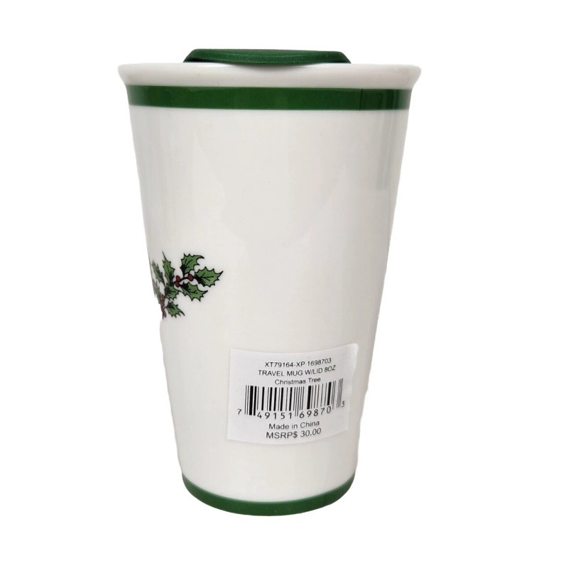 Spode Christmas Tree Ceramic Travel Mug with Silcone Lid in